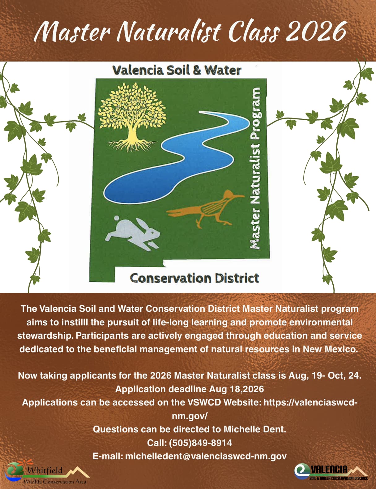 Master Naturalist Class 2026 flyer, Valencia Soil and Water Conservation District